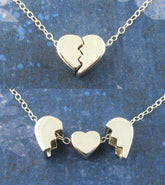 Tiny Heal a Broken Heart Pendant Necklace with Hidden Heart Boyfriend Husband Divorce Heartbreak Jewelry Breakup Gift Sterling Silver open and closed